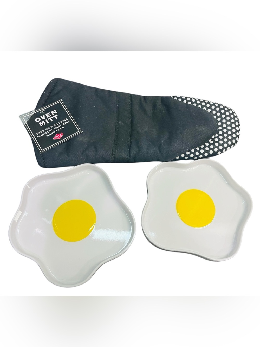 Oven Mitt Easy Grip Silicone Non Slip Hang Loop With Two Egg Shaped Plates 6 In
